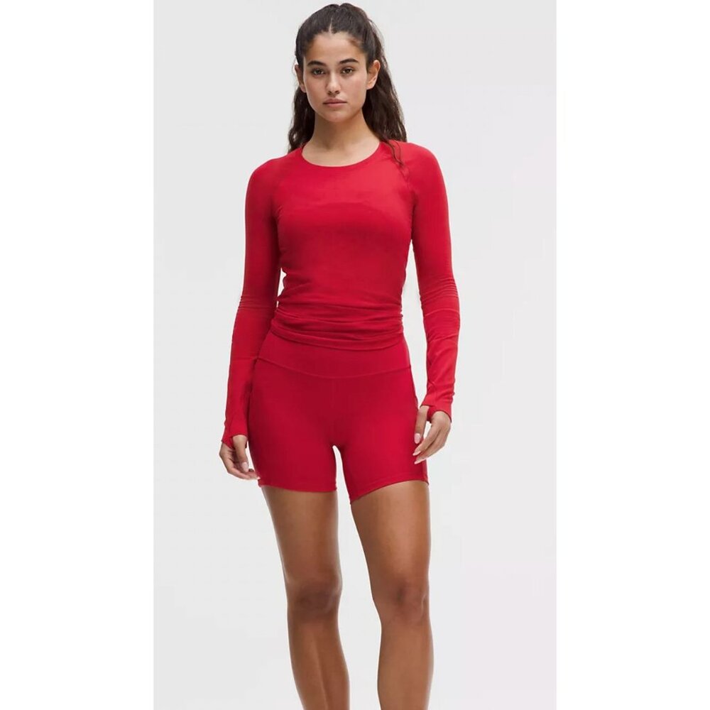 NWT Lululemon Swiftly Tech Long Sleeve Running Shirt 2.0 Red Size US 14 $78 [jb] - Picture 2 of 8